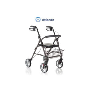 ROLLATOR PIEGHEVOLE IN ALLUMINIO VERNICIATO - 4 RUOTE - CON SEDUTA IMBOTTITA